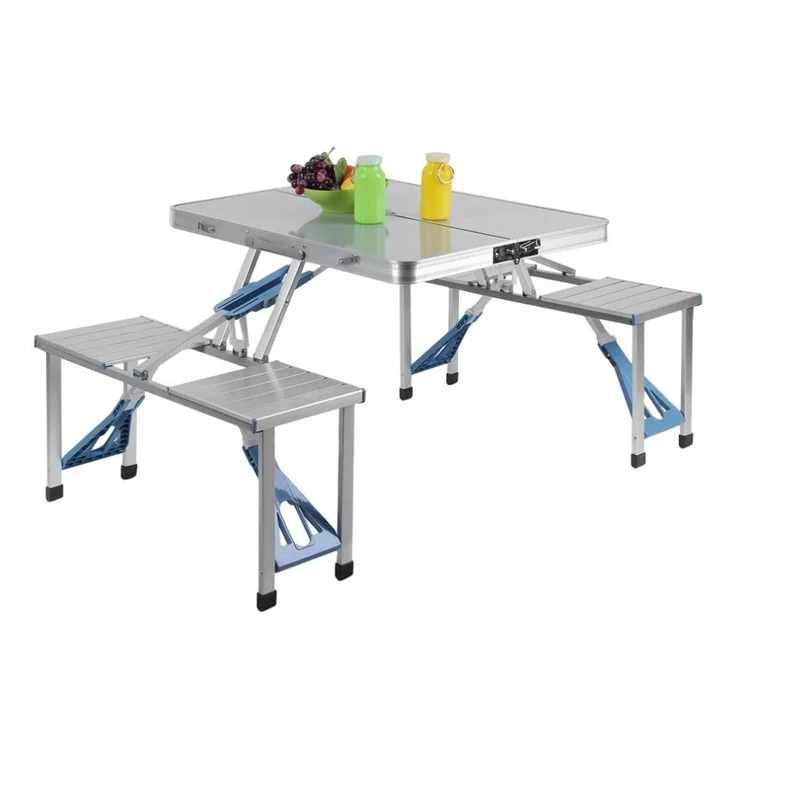 K-star Table Chair Sets Desk Chairs Set Portable Camping Picnic Integrated Folding Outdoor Aluminum Metal Countryside Rectangle
