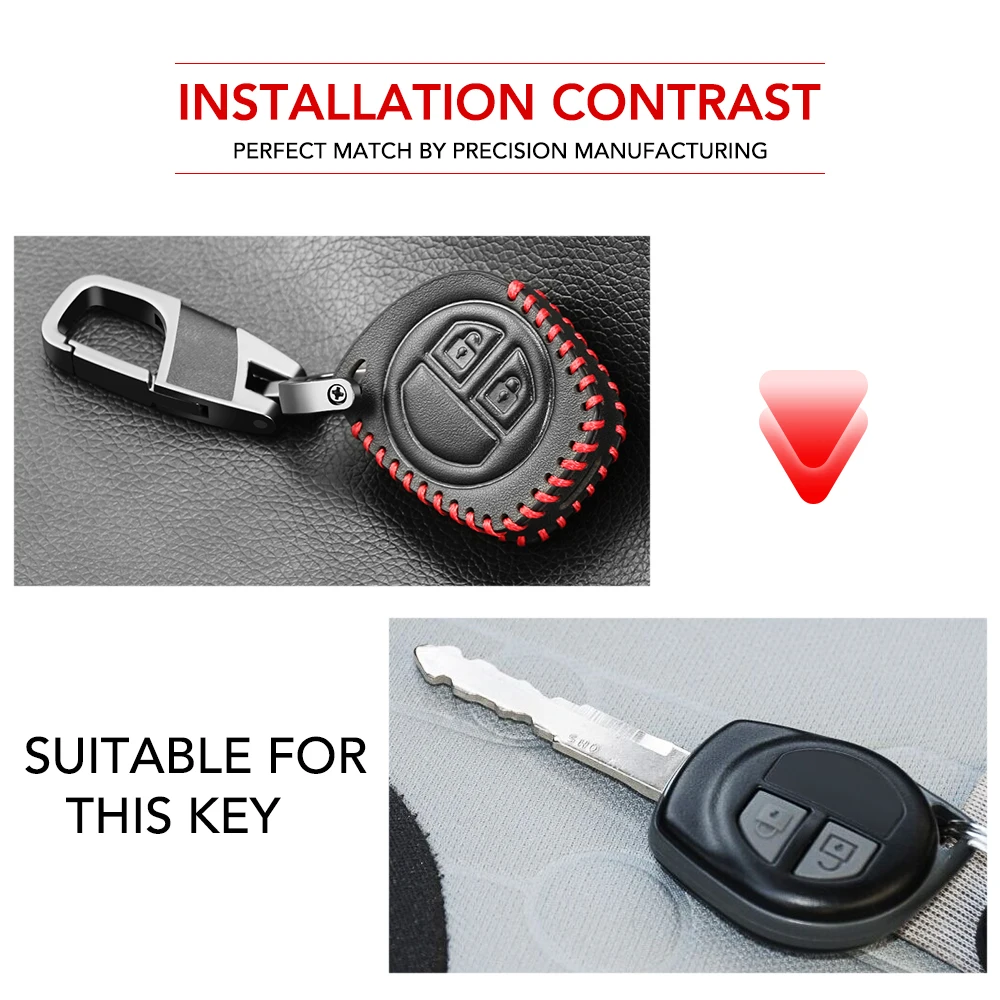 Genuine Leather 2 Button Car Remote Key Fob Case Protect Cover For Suzuki jimny SX4 Swift Vitara Key Shell Holder Accessories