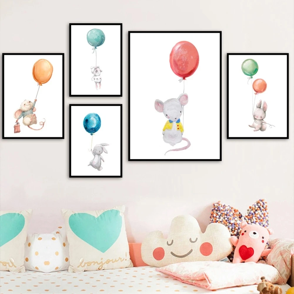 Rabbit-Mouse-Balloon-Nordic-Posters-diy-round-diamond-Painting-cross-stitch-Watercolor-Cartoon-Wall-Pictures-For (1)