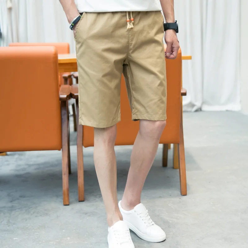 Брендовые дышащие шорты с эластичной талией, мужские качественные летние хлопковые мужские шорты, Повседневные Шорты Для Бега размера плюс M-5XL, одноцветные шорты