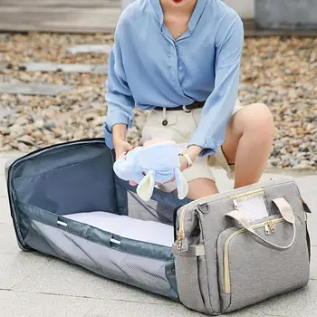 

Portable Folding Crib Mummy Bag Portable Messenger Leisure And Baby Mother Multifunctional Mom Bag Bag O4Y5