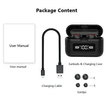 

9D 5.0 CVC8.0 Noise Reduction Stereo Wireless Headset LED Display Headset Waterproof Dual Headphones with Charging Case