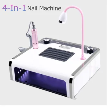 Best 4 In 1 Electric Nail Drill Machine 30000RPM Handpiece Dust Vacuum Suction 108W LED UV Lamp Nail File Tool Nail Art Equipment Kit