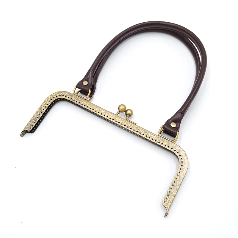 10Pcs 24cm Metal Purse Frame Handle Kiss Clasp Lock Antique Bronze Tone for DIY Making Clutch Bag Handbag PU Accessory