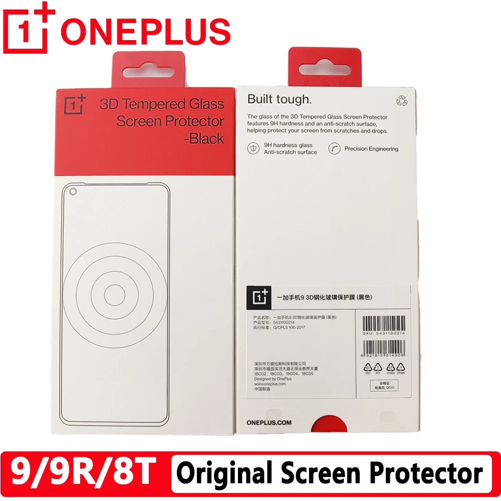 Original Oneplus 9R/9/8T 3D Tempered Glass Screen Protector For OP One Plus OP 9 9 R 8T 8 T Mobile Phone SmartPhone