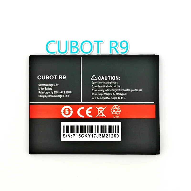 Оригинальный новый аккумулятор 2600 мАч для CUBOT R9 высококачественный + номер