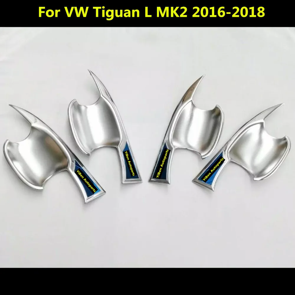 

Car Cover Trims ABS Chrome External Door Bowl Sticks Lamp Frame 4pcs For VW TiguanL Tiguan L MK2 2016 2017 2018 2019