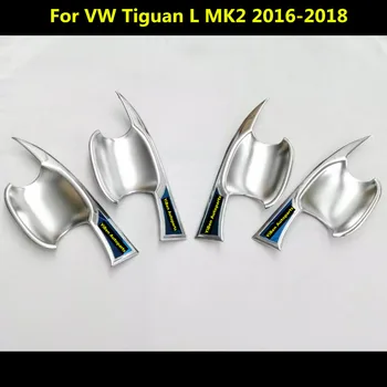 

Car Cover Trims ABS Chrome External Door Bowl Sticks Lamp Frame 4pcs For VW TiguanL Tiguan L MK2 2016 2017 2018 2019 2020
