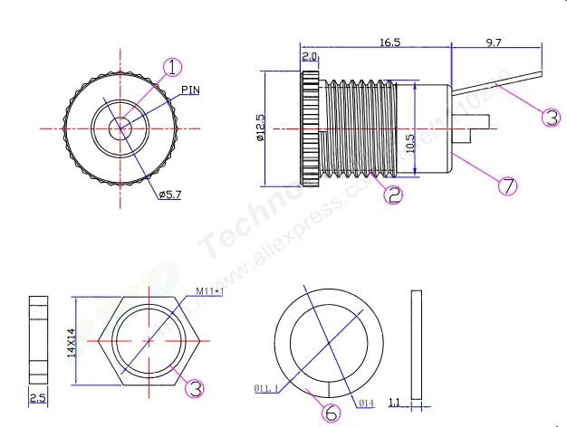 5 шт. DC-099 5,5 мм x 2,1 мм 2,5 мм DC разъем питания DC099 гнездовой панельный разъем металлический 5,5*2,1 5,5*2,5 водонепроницаемый разъем