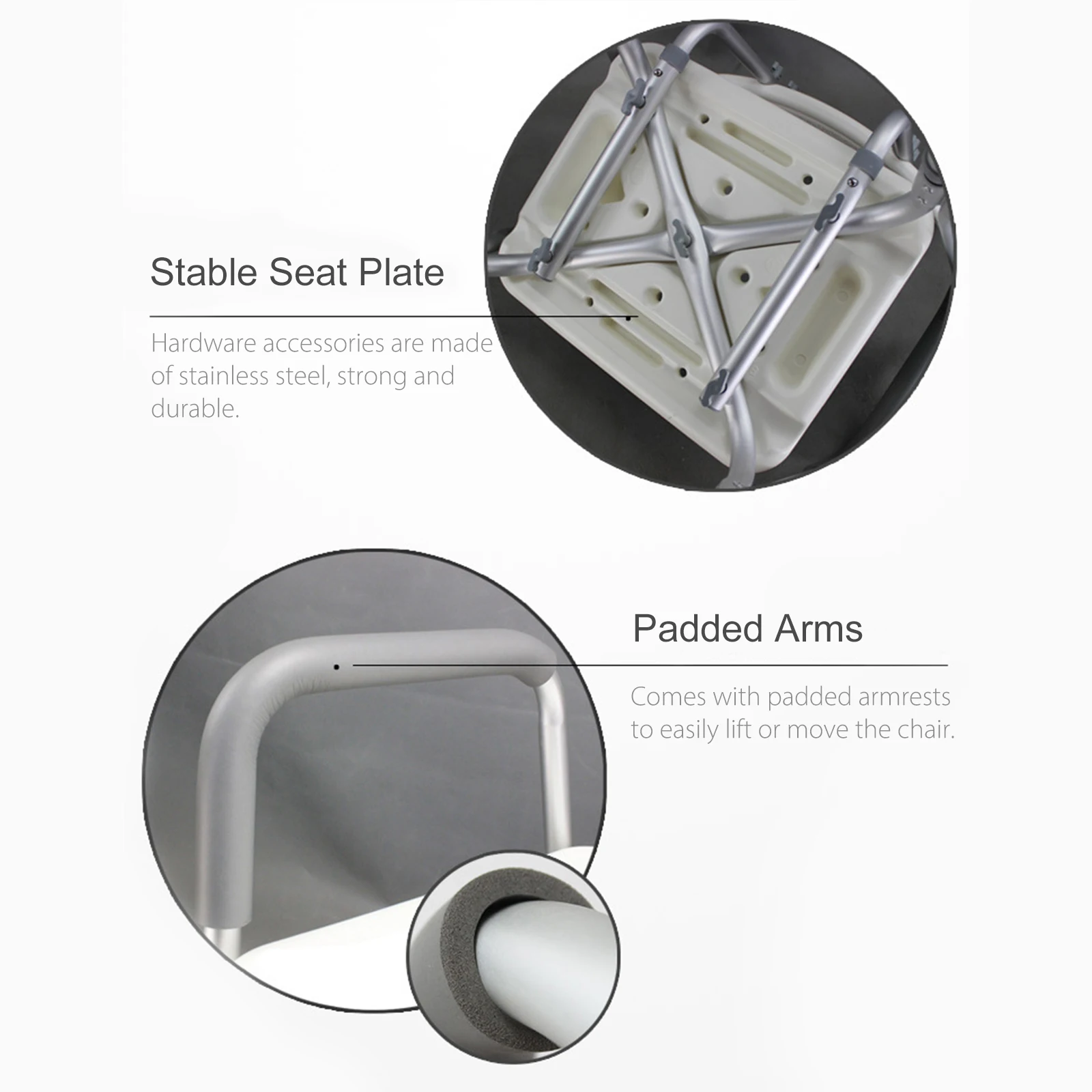 Bathroom Safety Anti-slip Shower Chair for Elderly Pregnant Disabled Bathroom Shower Bench Adjustable Height Shower Tub Stool 6