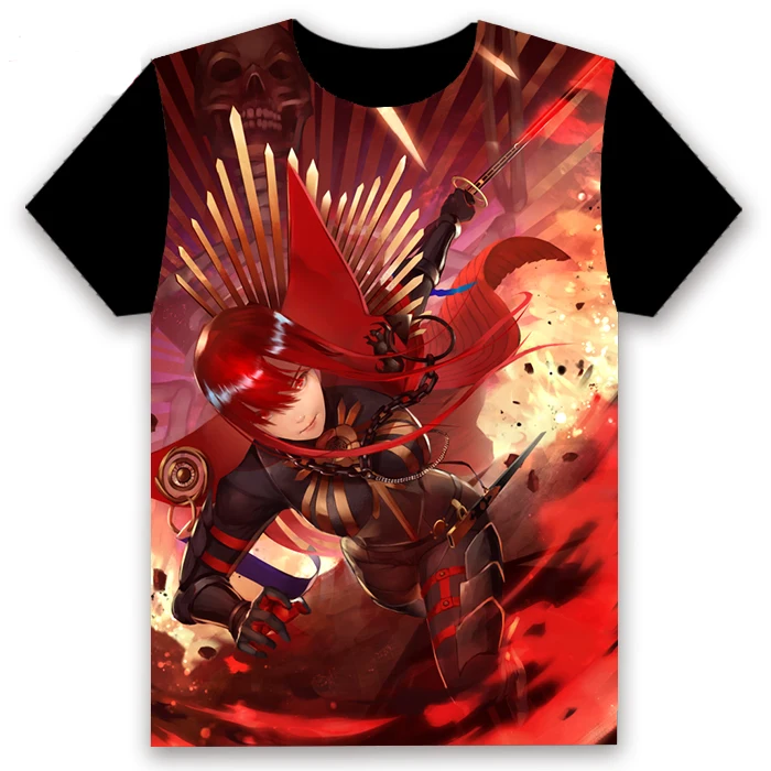Модная футболка аниме Fate/Grand Order Nobunaga Oda Косплей короткий рукав топы унисекс Повседневная Черная футболка Летняя забавная рубашка