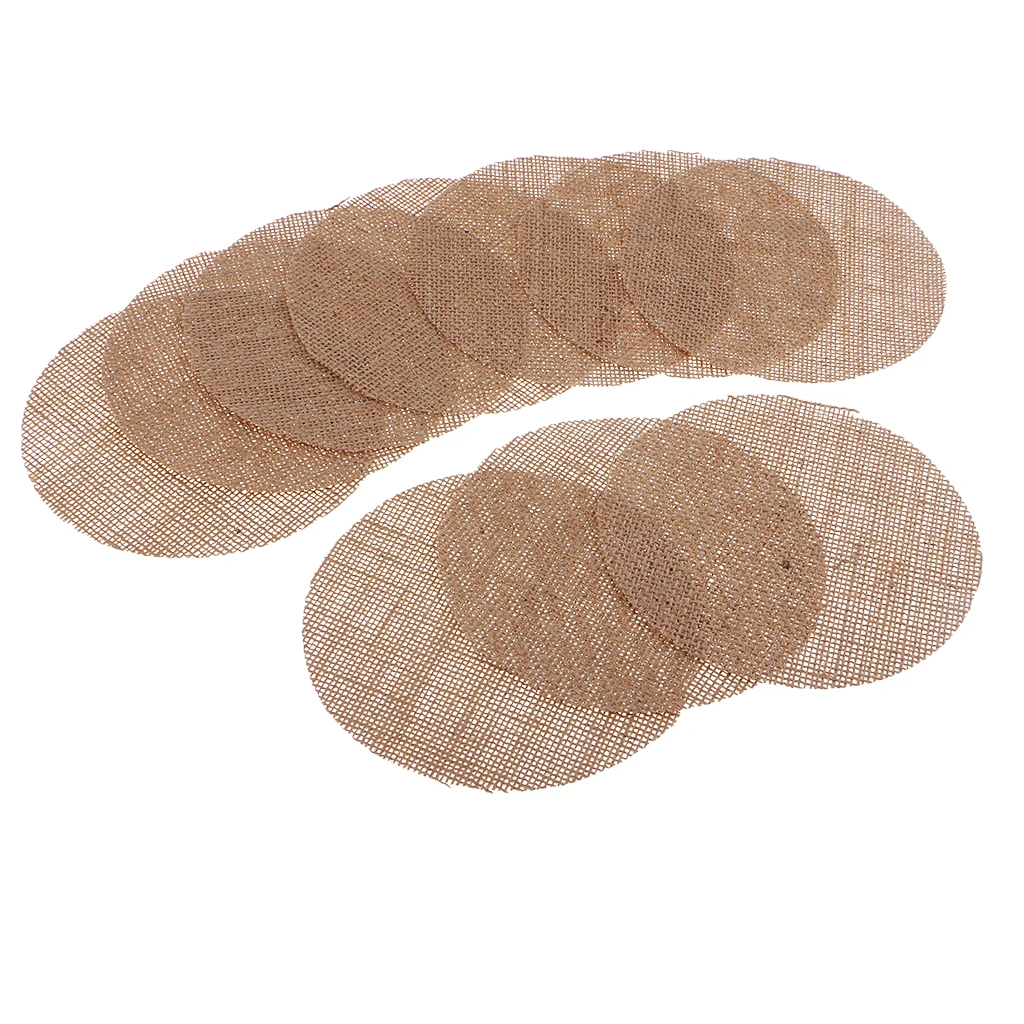 10pcs Round Burlap Placemats Washable Doilies Coaster for Home Kitchen Table Mat Decor Wedding Party Desk Ornament DIY Craft
