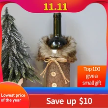Санта Клаус крышка бутылки вина рождественские украшения для дома год Рождество Декор красные чехлы для винных бутылок год Рождество# B
