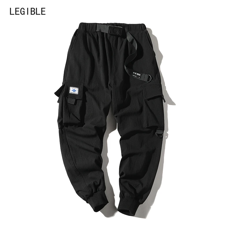 Осень-зима, мужские брюки-карго с несколькими карманами, штаны-шаровары с эластичной талией, повседневные свободные штаны для бега, Мужские штаны длиной до щиколотки