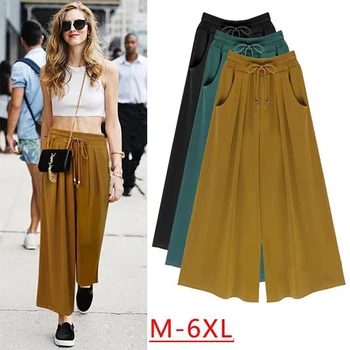 

Add fertilizer to increase the size women pants 2020 new casual spring summer solid color wide-leg pants loose women pants JK22