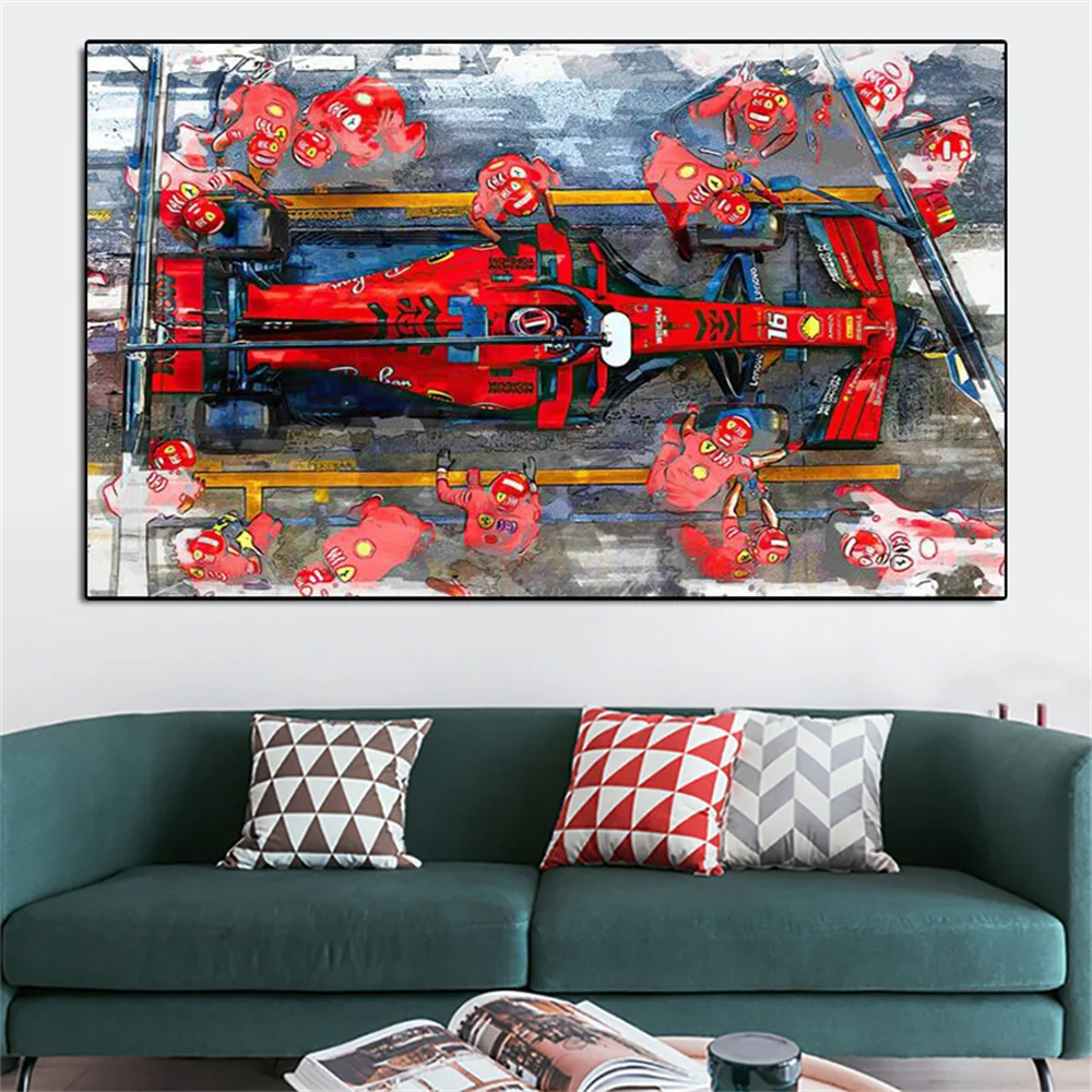 Fashion Formula 1 Racing Car Canvas Painting Racer Abstract Wall Art Poster Pictures For Living Boy Room Home Decoration Gift