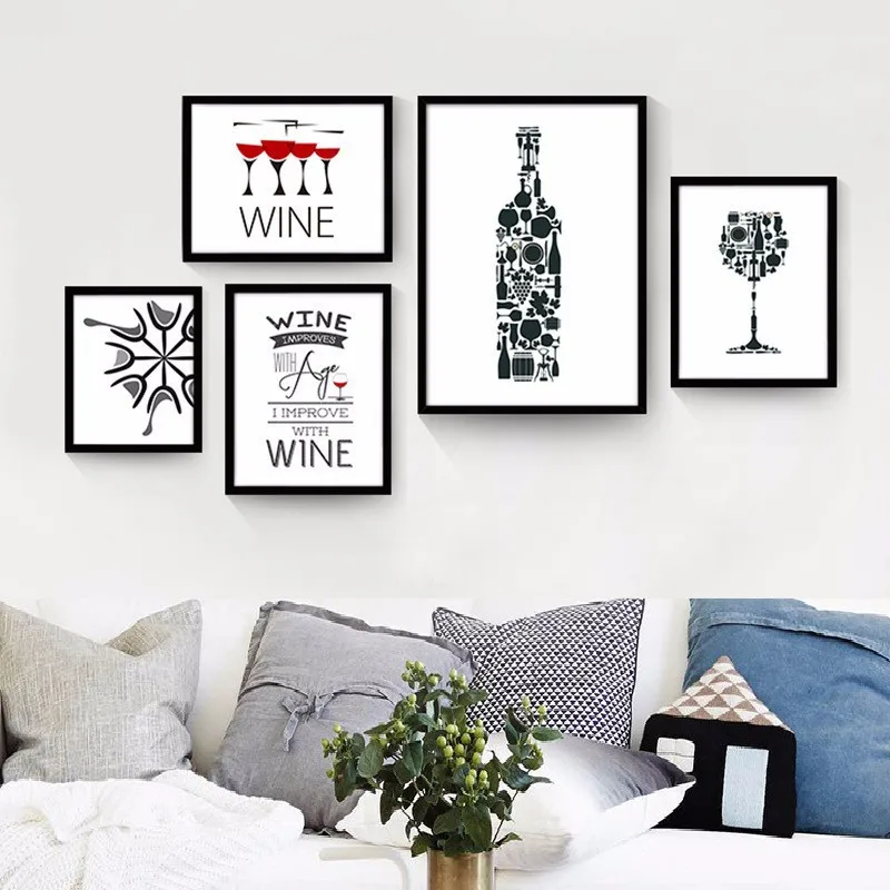 

New Style Northern European-Style Modern Minimalist Black And White Personalized & Creative Wine Bottle Frameless Oil Painting W