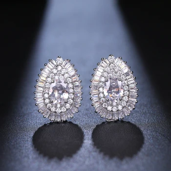 

New Water Drop Crystal Zirconia Earring For Female Dazzling Ornament AAA CZ Fashion Choice In Wedding Party