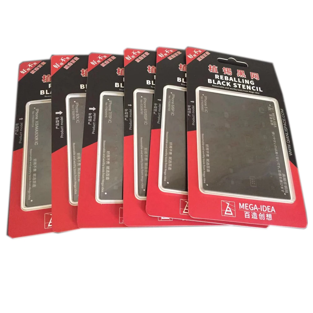 

MEGA-IDEA High Precision IC Reballing Stencil Square Hole Round Corner Black Net for iPhone 5 6 6P 6S 6SP 7 7P 8 8P X XR XS XSM