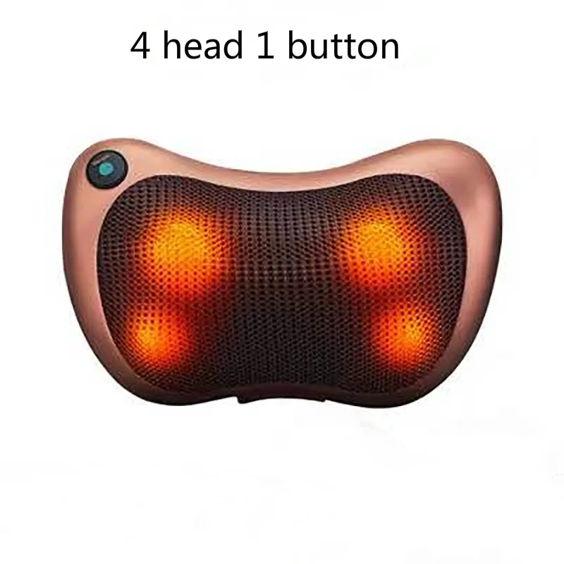 4 head 1 button Массажер для головы и шеи, Массажная подушка для релаксации, вибратор для шеи, плеча, спины, разминающая инфракрасная Подушка терапевтическая - Цвет: 4 head 1 button