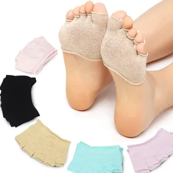 

2020 Newest Women Invisible Gym Non Slip Toe Socks Half Grip Heel Five Finger Socks 5 Colors Open Toe Sock Slippers FD