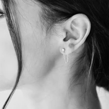 Pendientes de acero inoxidable para mujer, pendientes de gota CZ clásicos, Pendientes colgantes de cadena para mujer, joyería de moda(China)