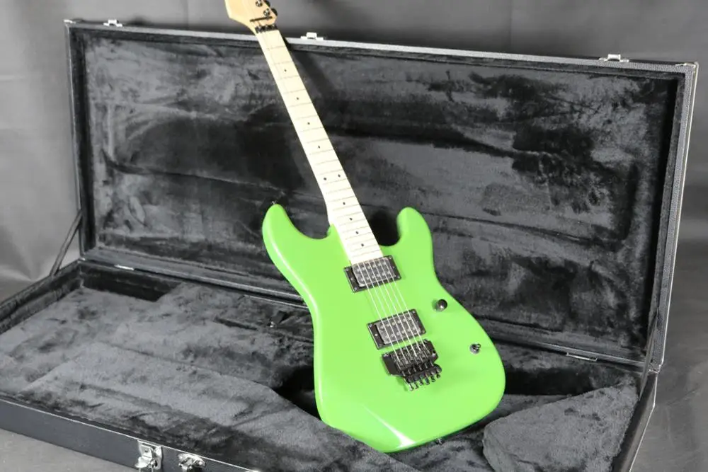 Популярные зеленый цвет HH звукосниматели электрогитара Гитары ra тремоло клен гриф гитары