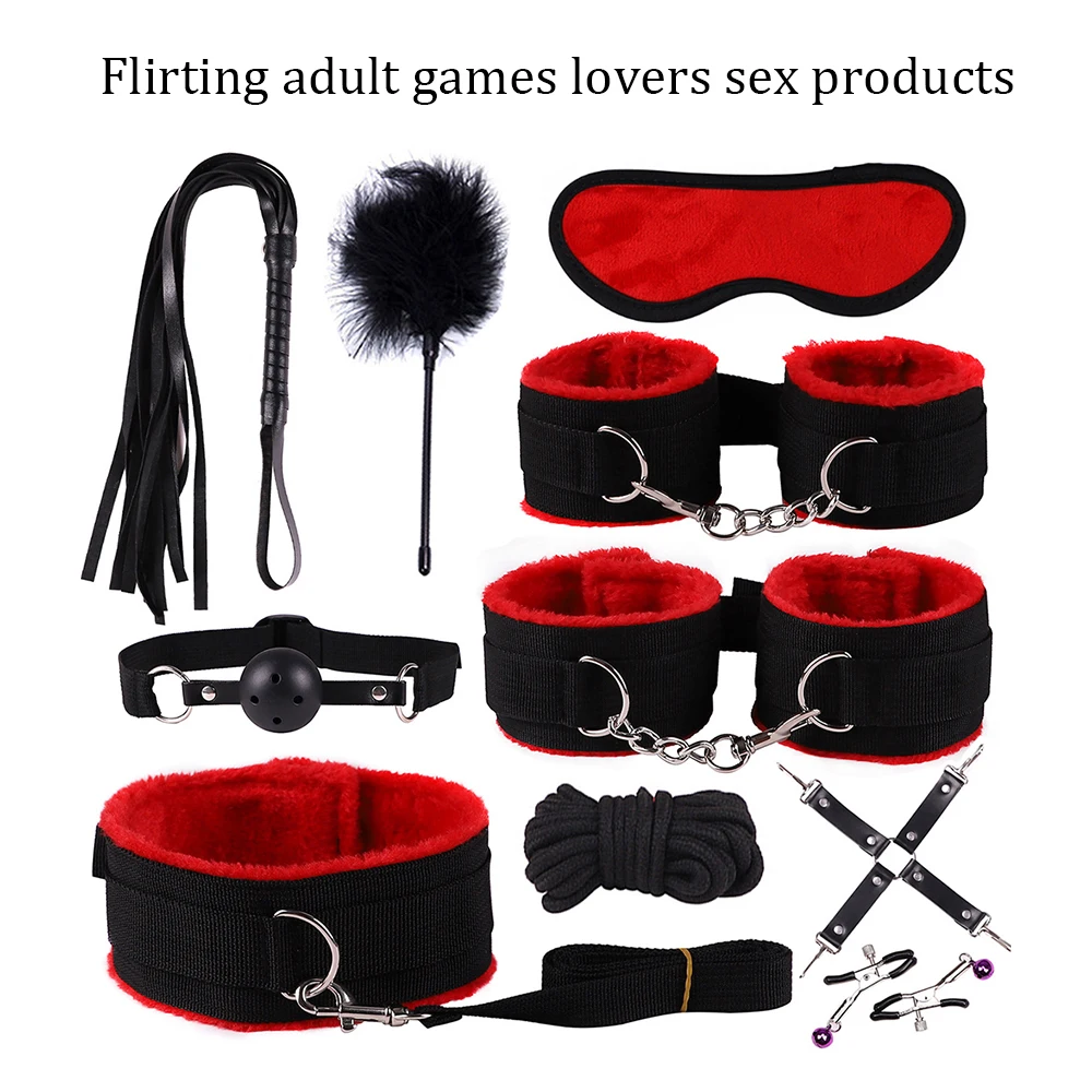 10 PCS Sex Toys For Women Slave Games Handcuffs for Whip BDSM Bondage Set Sexy Adult Product Game | Красота и здоровье