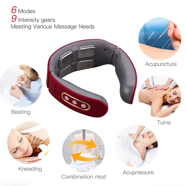 Hot Compress Pulse Kneading Neck Massager Deep Tissue 4 Massage Heads -  HomeEZgoods