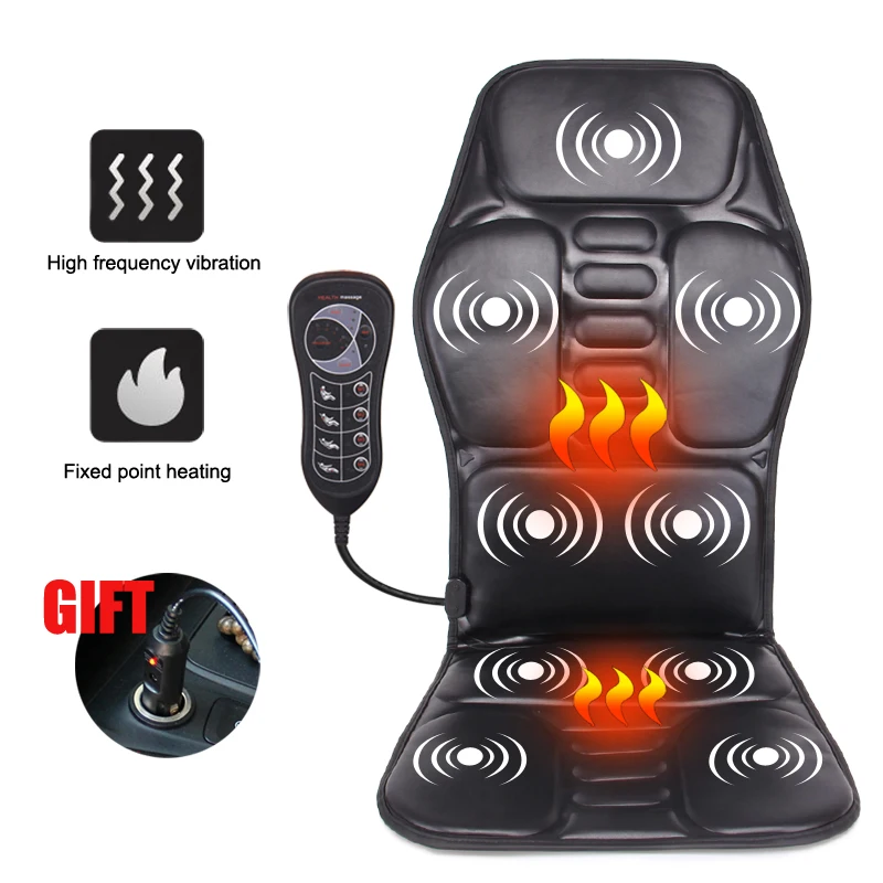 DARCON Electric Car Massage Chair Neck Back Massager Pad Heating Vibrating Body Massage Cusion Home Car charging Relax Mat