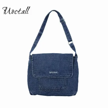

Retro Washed Denim Bag For Women 2020 New Early Spring Large Capacity Single Shoulder Messenger Bag Canvas Bag