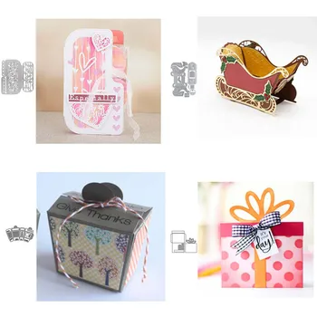 

Christmas Sled Book Shape Gift Box Metal Cutting Dies Embossing Die Cut Diy Scrapbooking