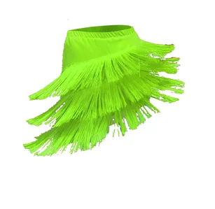 Fiuorescent Green Для взрослых, юбка для латинских танцев, сексуальный женский топ, костюм с кисточками, Самба, танго, платья для соревнований, перформанс, женское платье для латинских танцев - Цвет: Fiuorescent Green