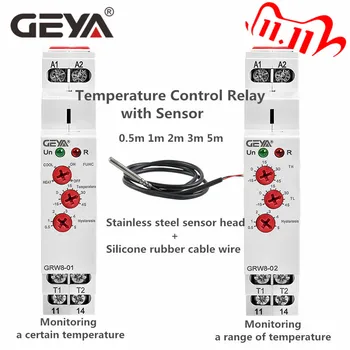 

GEYA GRW8 Temerature Control Relay with Waterproof Sensor AC/DC24V-240V 16A Electrical Relays Temperature Controller