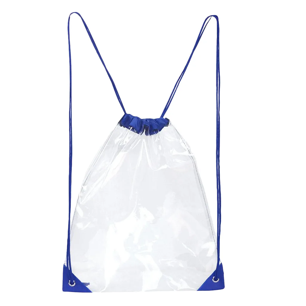 Женские и мужские Drawstring Рюкзак Прозрачный Водонепроницаемый дорожная сумка для хранения basg шнурок пляжные Карманный чехол worek plecak sznurek - Цвет: Blue