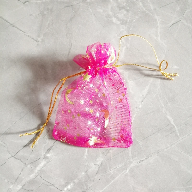100pcs Moon Stars Gift Bag Packaging Bags for Business Shipping Clothes Wedding Jewelry Pouch Mini Drawstring Bags Organza Bag