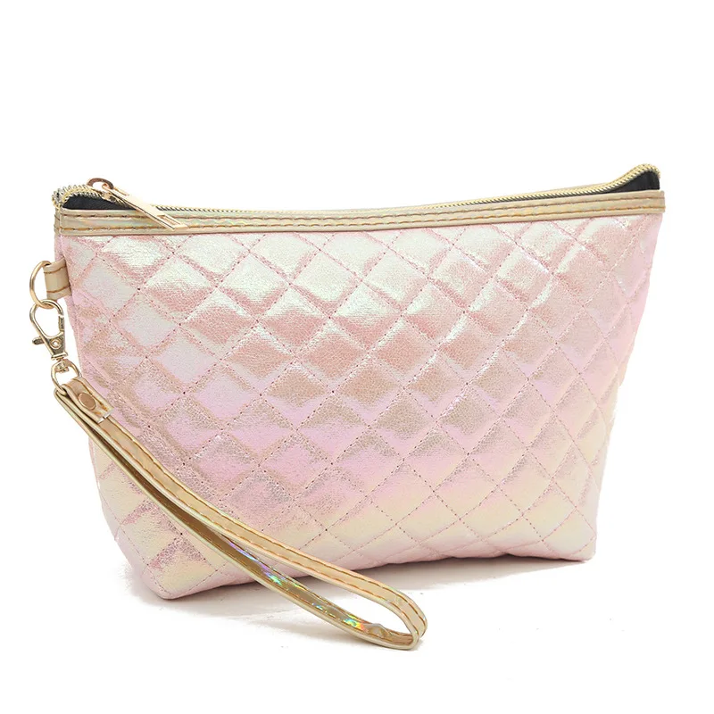 

Fashion Lattice Laser Cosmetics Bag Travel Portable Makeup Case Waterproof PU Toiletry Bag Lipstick Storage Holder Organizer Box