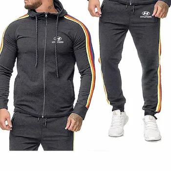 

Fashion New Spring Autumn Men's Hoodie Hyundai Motor Car logo printing high quality cotton Men's sweatshirt + sweatpan Suit 2pcs