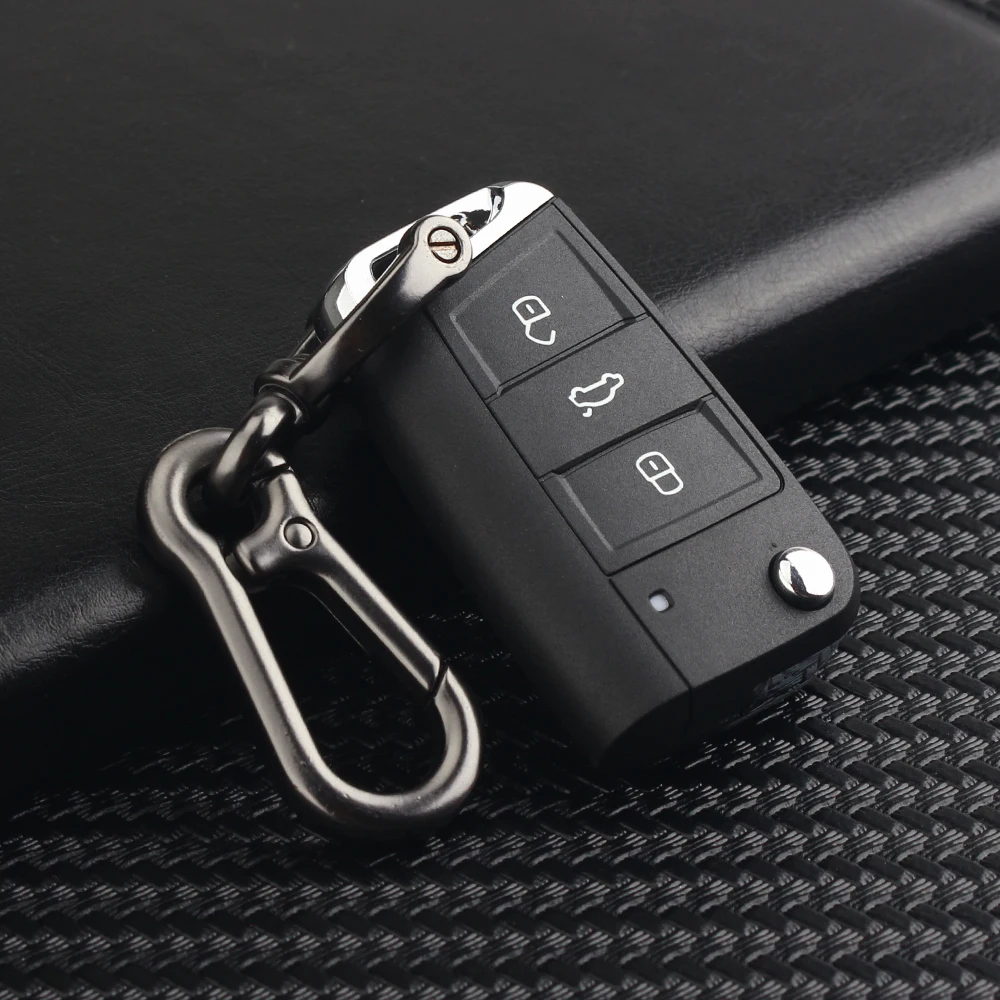 KEYYOU флип дистанционного ключа автомобиля оболочки чехол Брелок для Volkswagen Golf 7 G7 MK7 для Skoda Seat Leon для VW Skoda Octavia Passat 3 кнопки - Количество кнопок: With Key Ring