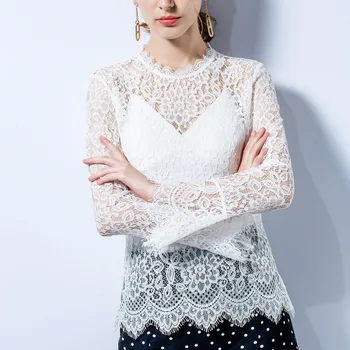 

Women's Turtleneck Lace Solid Color Long Sleeve Bottoming Shirt gray