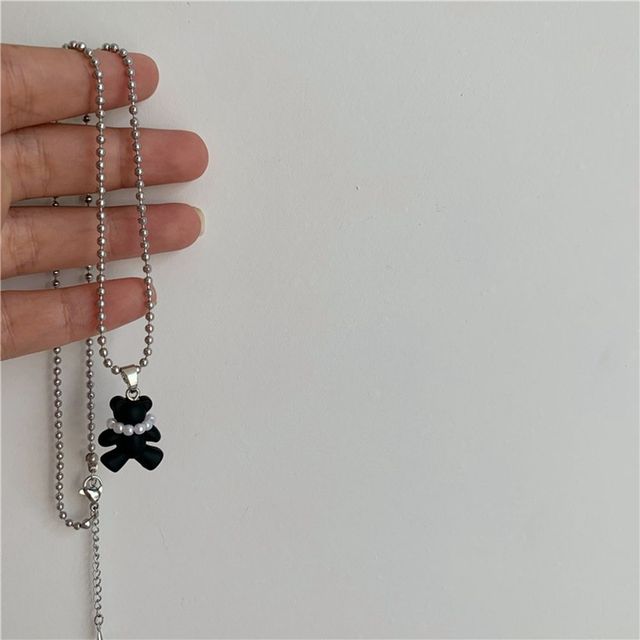Bear Pendant Choker Necklace Female Retro Simple Clavicle Chain Personalized Jewelry
