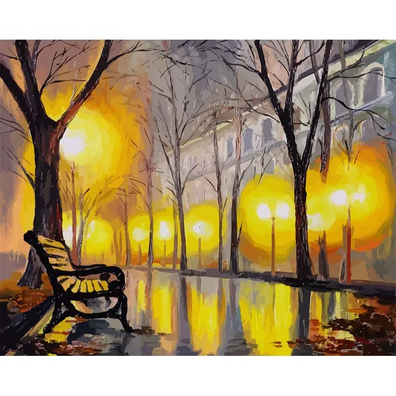 

Paris Autumn Street Pictures By Numbers Landscape Painting Digital Acrylic Hand Painted Canvas Oil Paintings Wedding Decorations
