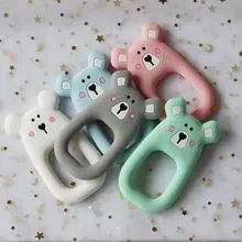 Koala Mouse – anneau de dentition en Silicone pour bébé, sans BPA, collier, jouets, animaux, lapin, hérisson, Perle, mordant 