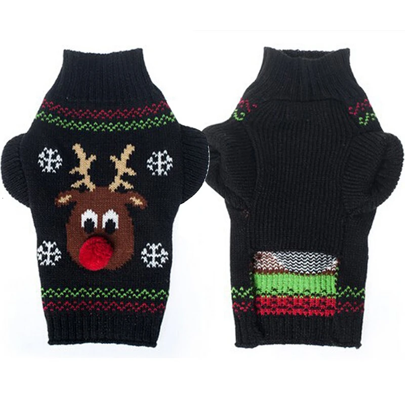 Benepaw Warm Knitted Dog Christmas Sweater Winter Cartoon Reindeer Chihuahua Pet Clothes For Small Medium Dogs Clothing