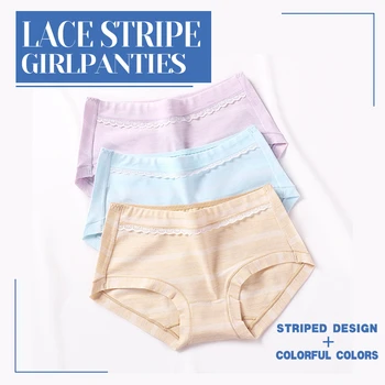 

Comfortable Panties Simple Striped Cotton Underwear Fashion Women's Breathable Non-deformable Ladies Briefs Head Source Underwea