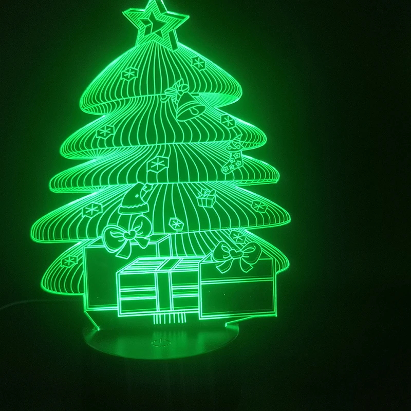 С принтом рождественского оленя и надписью головы светодиодный 3D ночной Светильник декоративные визуальную иллюзию светильник Рождество Настольная лампа для домашние рождественские подарки для детей