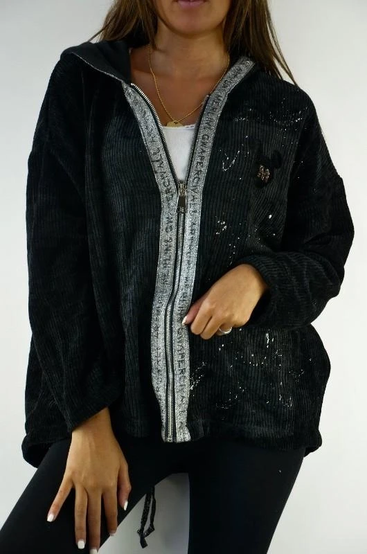 GREYMODA CHAQUETA MUJER PANA elatica CREMALLERA VIVO LETRAS