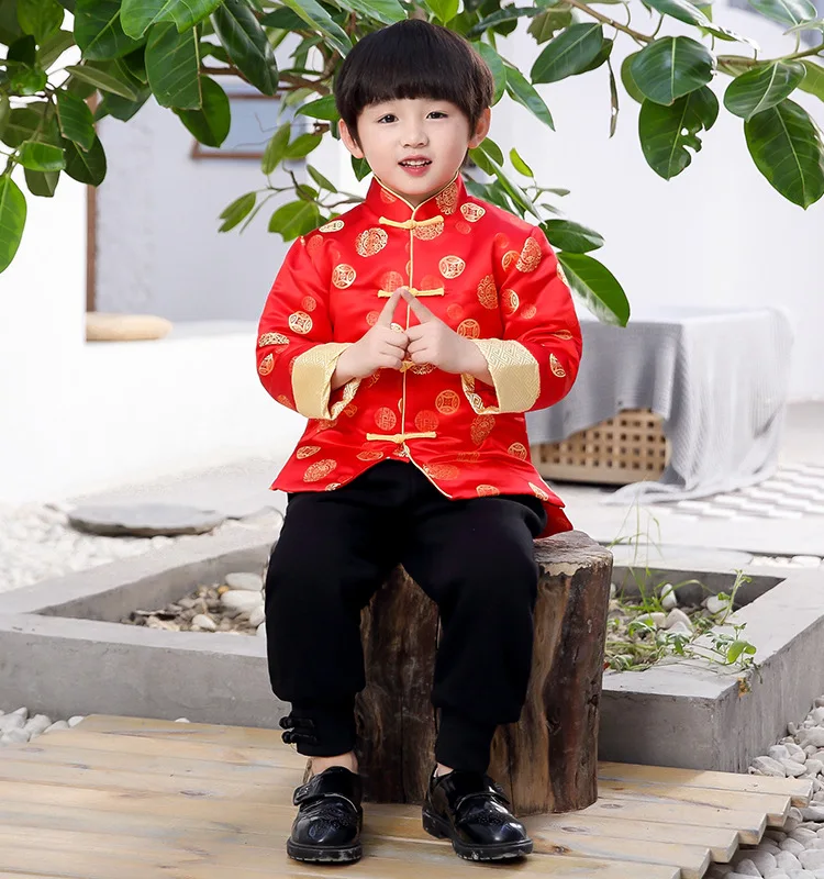 Hanfu/новое пальто для мальчиков вечерние костюмы в китайском стиле для мальчиков Детская Новогодняя одежда в китайском стиле традиционное китайское весеннее пальто для мальчиков