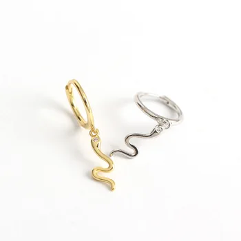 

925 sterling Silver snake shape Hoop Earrings Huggie Drop Earrings For Women orecchini cerchio piccoli