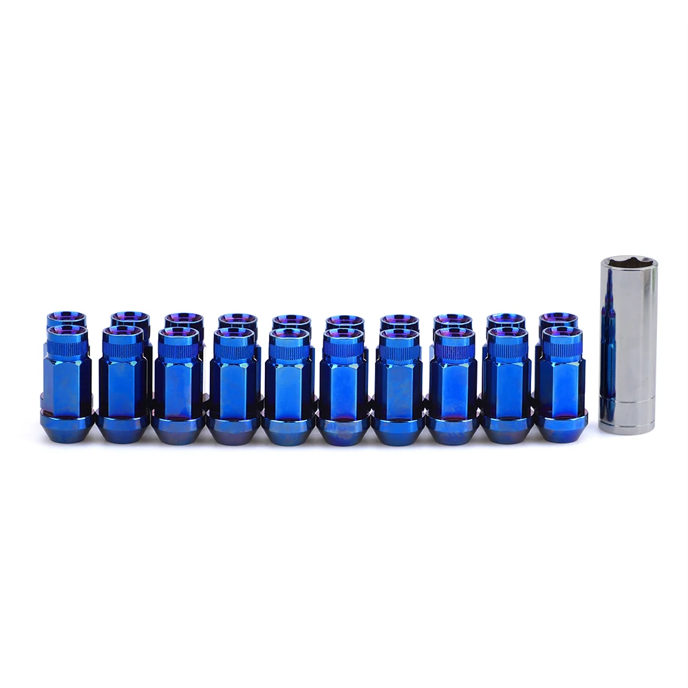 20 шт Bluing цвет M12 * 1 5 рифлёные гайки аксессуары JDM длина 50 мм 7075 T6 Алюминиевый